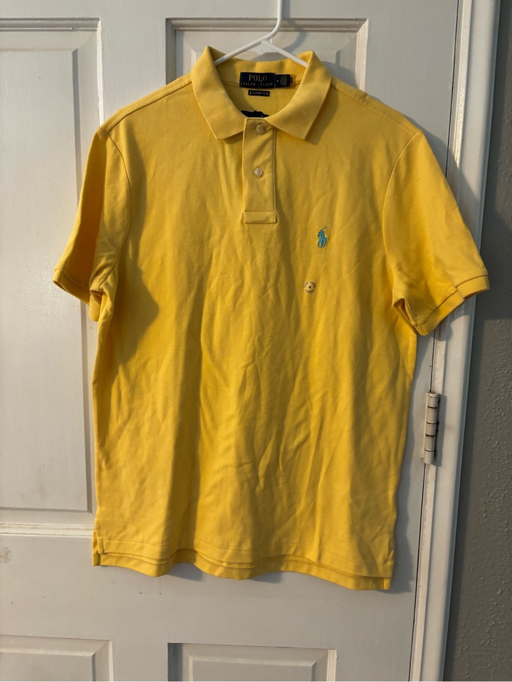 Polo Ralph Lauren Men M Polo Butter Yellow 100% Cotton Knit Solid Logo Button SS